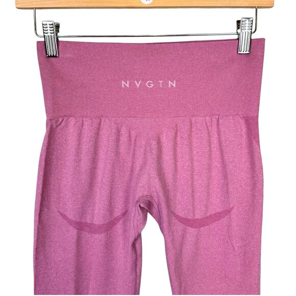NVGTN Mauve Pink High Waist Contoured Seamless Ankle Workout Athleisure Leggings - Picture 6 of 8